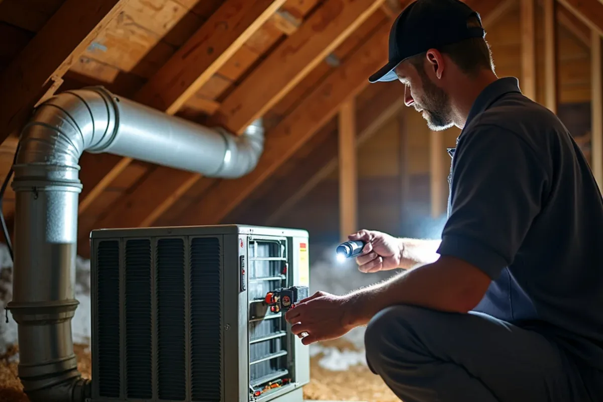 Attic air handler with zone dampers and a zone control panel serving the second floor of a Weddington, NC home